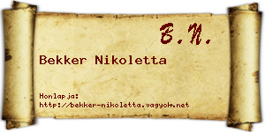 Bekker Nikoletta névjegykártya